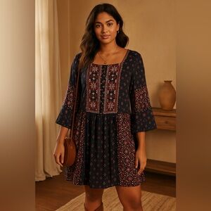 Anthropologie‎ Vanessa Virginia Women's Size L  Kaleidoscope Tunic Dress Cottage